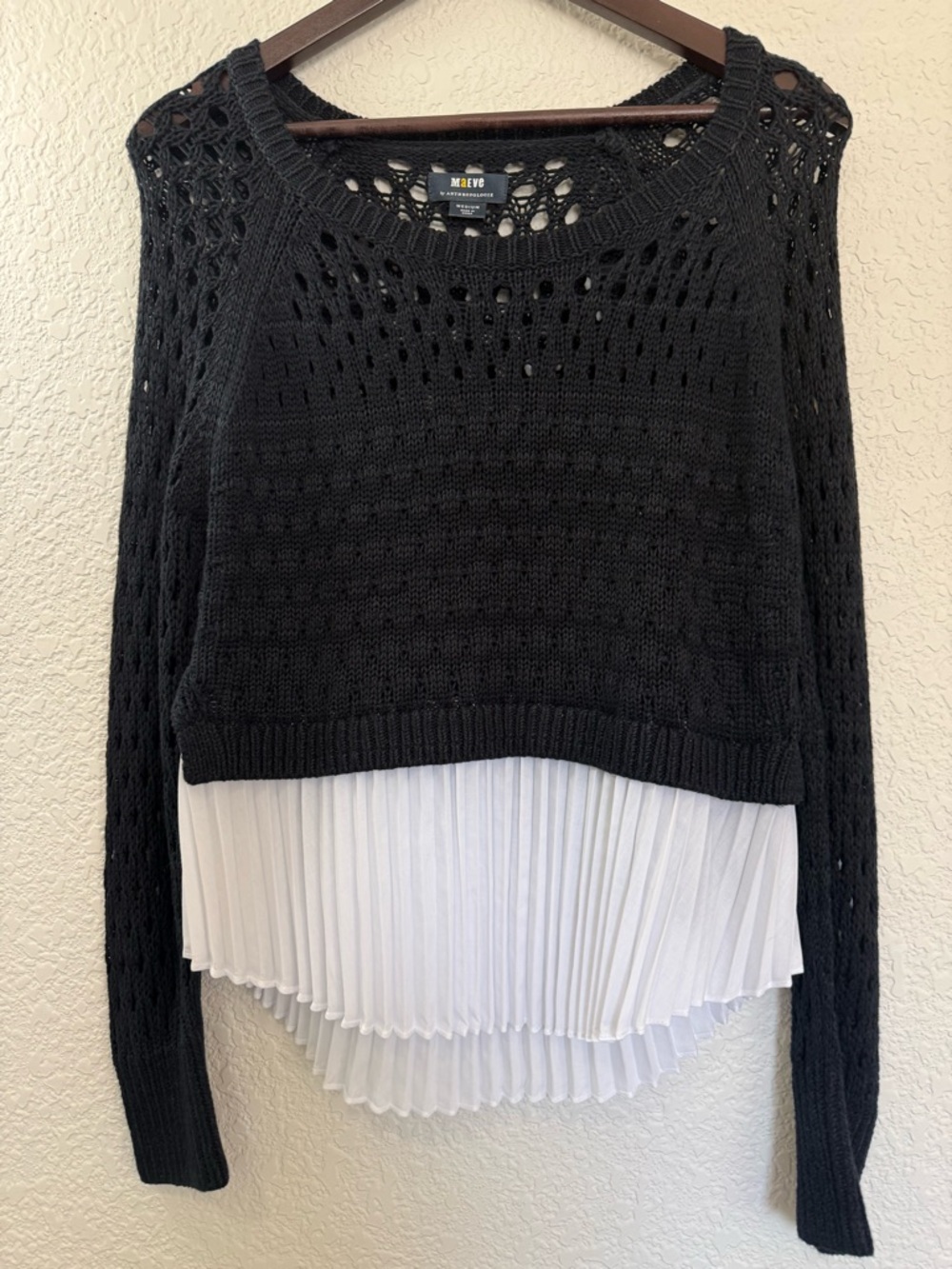 Maeve for‎ Anthropologie Layered Knit Sweater|  Pleated Hem | Boho Chic | Size M - Picture 2 of 13